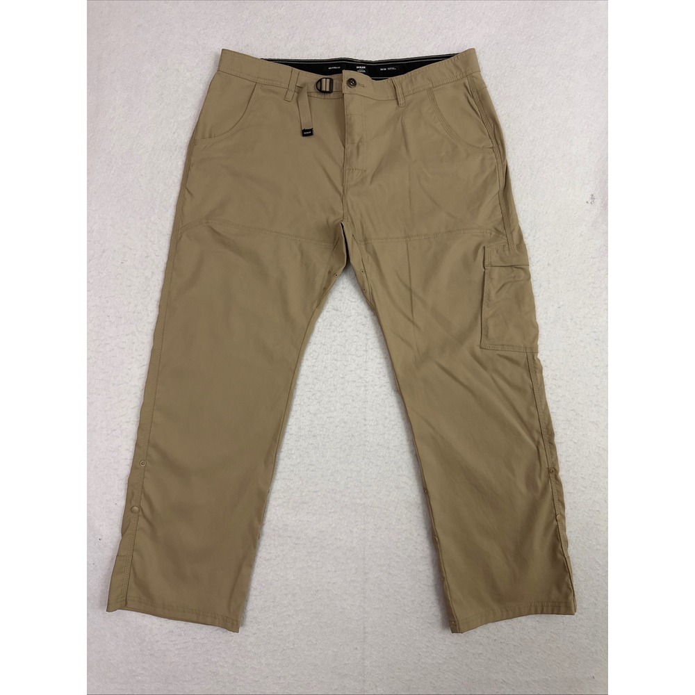 prAna Mens Stretch Zion Relaxed Fit Pants 38x30 Sepia Tan Hiking Cargo Trail